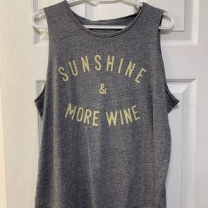 Grey Sunshine & More Wine muscle tank
